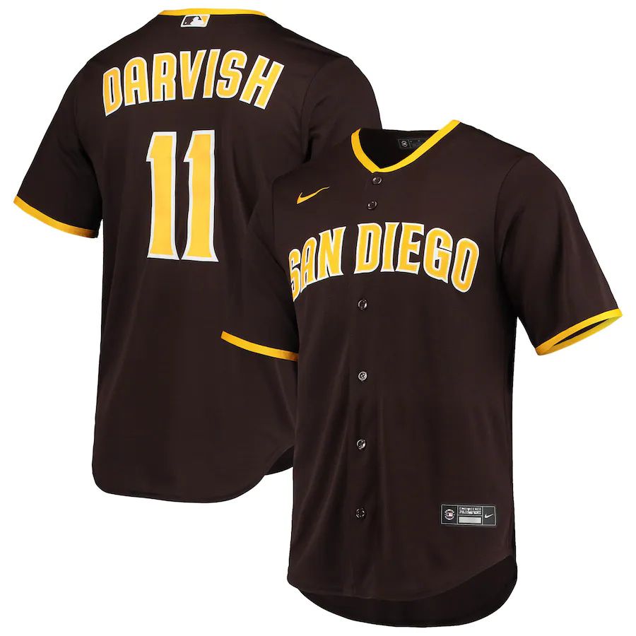 Mens San Diego Padres #11 Yu Darvish Nike Brown Alternate Replica Player MLB Jerseys->san diego padres->MLB Jersey